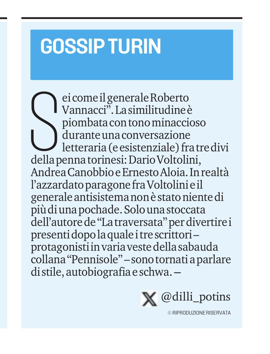 i divi della penna di #torino e il generale #vannacci su #gossipturin su @LaStampa @TorinoSette