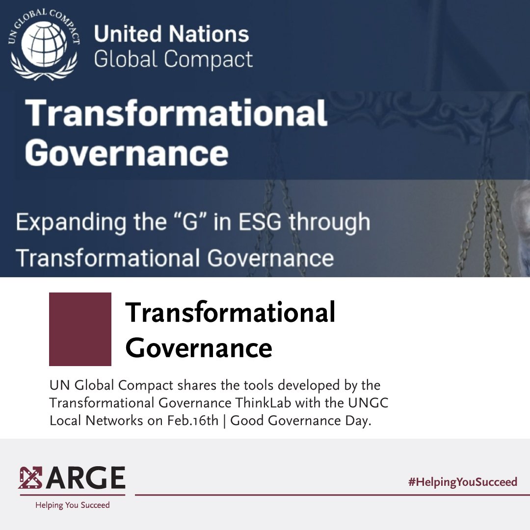 ARGE Danışmanlık is proud to be one of the contriutors to this important toolkit development effort for better implementation of SDG16.

For Details: unglobalcompact.org/what-is-gc/our…

#GoodGovernance #GoodGovernanceDay #TransformationalGovernance #SDG16 #GoodGovernance4QualityofLife