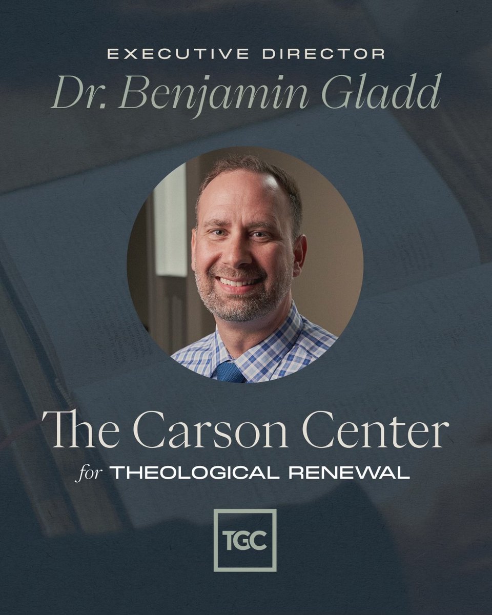 TGC's tweet photo. ANNOUNCEMENT: Benjamin L. Gladd (@DrGladd) Selected as Executive Director of The Carson Center for Theological Renewal.
Gladd currently serves as professor of New Testament at Reformed Theological Seminary in Jackson, Mississippi, where he teaches courses on hermeneutics, biblical theology, the Gospels, Hebrews through Revelation, Greek exegesis, and the use of the Old Testament in the New.
In the last several years, Gladd has contributed to The Gospel Coalition’s concise essay series on the topics of idolatry and the two ages, spoken alongside G. K. Beale at our 2021 national conference, and served as a member of the editorial board of Themelios (since 2019). He recently began working alongside Don Carson as the series editor of New Studies in Biblical Theology (IVP Academic).
The Carson Center will benefit from Gladd’s wide-ranging theological expertise. From his PhD work at Wheaton College (focusing on the use of “mystery” language in Daniel and 1 Corinthians) to his recent works, such as From Adam and Israel to the Church, The Story Retold (with Beale), and Dictionary of the New Testament Use of the Old Testament (with Beale, Carson, and Andrew David Naselli), he brings a wealth of knowledge in biblical theology—helping people come to deeply appreciate the grand story of the Bible.
Gladd was raised in Maryland, and his wife, Nikki, is from Grand Rapids, Michigan. They are parents of two sons, Judah and Simon.
“It is difficult to think of anyone more qualified than Ben Gladd to take up the leadership of TGC’s The Carson Center,” said Carson, cofounder with Tim Keller of TGC. “With his impressive grasp of biblical theology, years of fruitful teaching, publishing record, and love for the church, Ben displays a set of gifts and graces that promise fruitful service in the coming years.”
Alongside our forthcoming Fellows, Gladd is prepared to lead The Carson Center in fostering spiritual renewal around the world by providing excellent theological resources—for anyone called to teach and anyone who wants to study the Bible. You can hear Gladd from June 7 to 8 in Oklahoma City as he delivers the B. B. Warfield Memorial Lectures for the Alliance of Confessing Evangelicals.
"I’m thrilled to join TGC and The Carson Center,” said Gladd, who will be supported by program director Phil Thompson. “My hope is to invigorate the global church’s love of Christ by explaining the richness of Scripture and equipping leaders with the tools to proclaim it.”
Gladd’s work will begin full-time in June, and we will offer online learning cohorts through the Center starting this fall. To learn about these courses and other announcements, subscribe to The Carson Center’s mailing list at the link in the comments. When you sign up today, we’ll send you 12 months of free ebooks from Don Carson.
