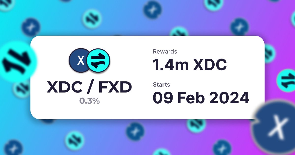 XSwapProtocol's tweet photo. #XSwap fam! 

Get ready to cultivate your rewards with the $XDC - $FXD pair!

High yields await those who join the farming frenzy! 

Don't miss out on this opportunity to grow your crypto stash!

🌐 https://t.co/a8v7s5owjT

⚠️ APR decreases as more people farm. 

$XSP $XTT #WeAreXDC #BuildItOnXDC