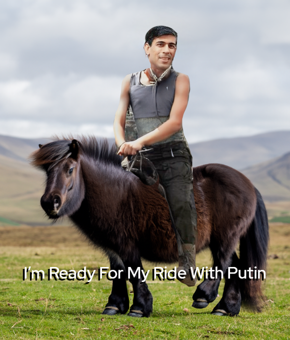 By popular demand, here's Sunak ready for his ride with Putin on Dartmoor during his visit to Plymouth<a href="/tag/generalelections2024"class="tags"><span>#generalelections2024</span></a>