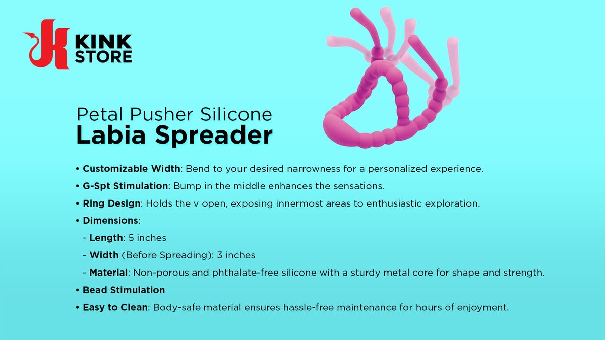 A metal core helps the spreader keep its shape while staying strong. The non-porous and phthalate-free outer material is easy to clean and body safe, for hours of enjoyment.

kinkstore.com/products/petal…