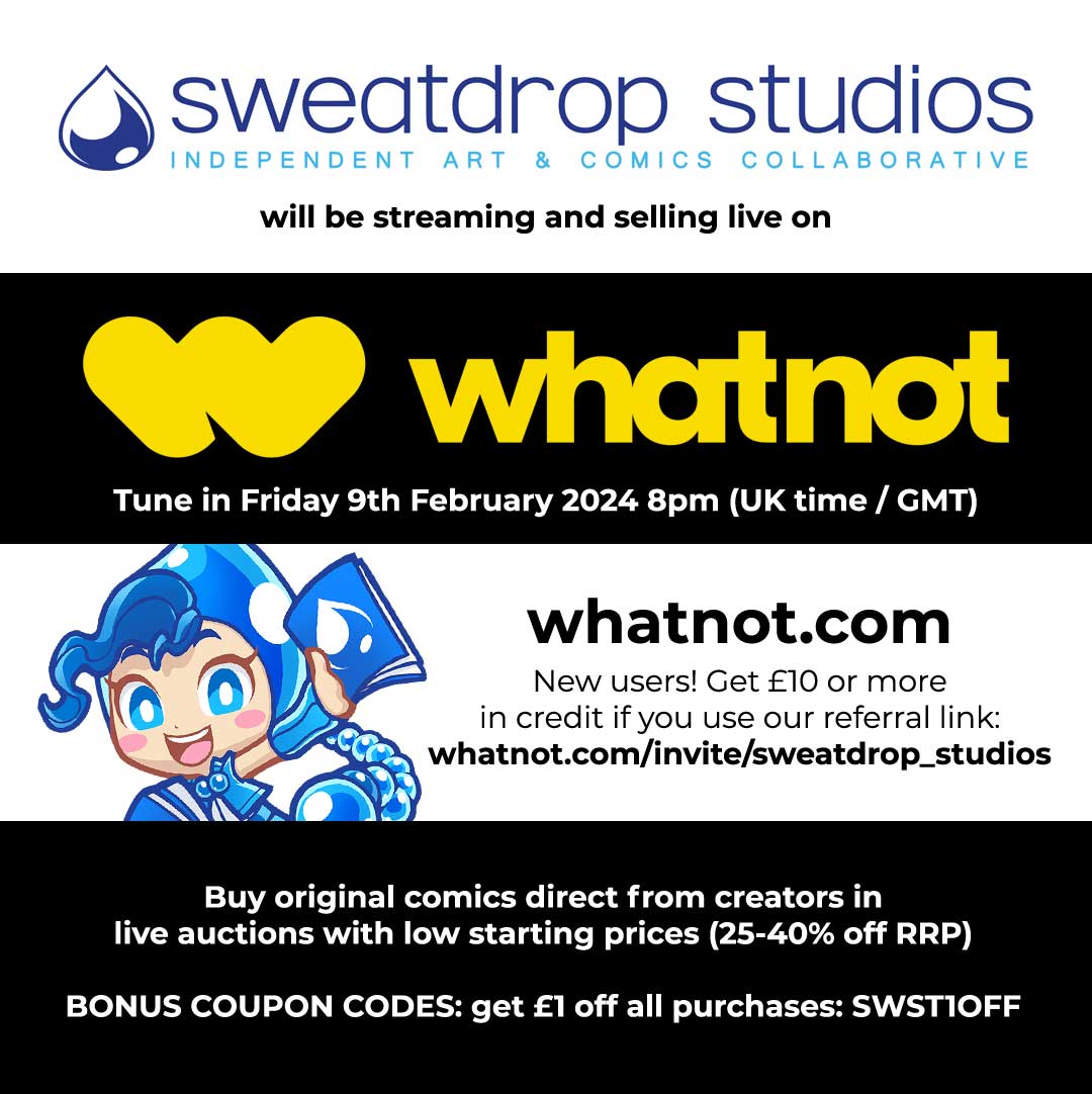 sweatdrop's tweet photo. We'll be Whatnot livestream selling tonight at 8pm UK time! Tune in to get limited amounts of our original comics at discounted prices, expand your small press library, support creators by buying direct! Today's focus is The Chronicles of Ciel by Sonia Leong, see reply for link- https://t.co/b9c6oWtFbd