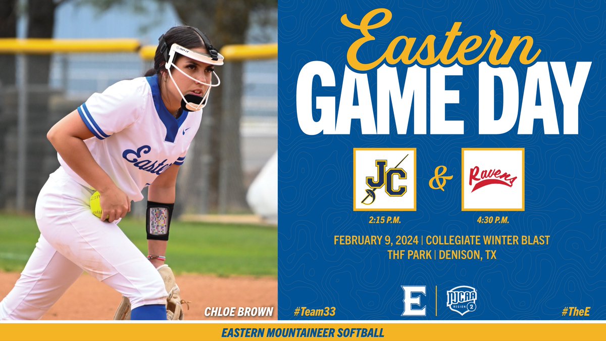EOSC_Softball's tweet photo. It's Opening Day! Eastern will take on Johnson County and Coffeyville in the Denison Parks &amp; Rec Collegiate Winter Blast!  #TheE #Team33 #NJCAASB
🥎 vs. Johnson County CC &amp; Coffeyville CC
⏰ 2:15 &amp; 4:30 P.M.
🏟️ THF Park
📍 Denison, TX
📺 https://t.co/hBe30N684W https://t.co/5V7j9JiCLz