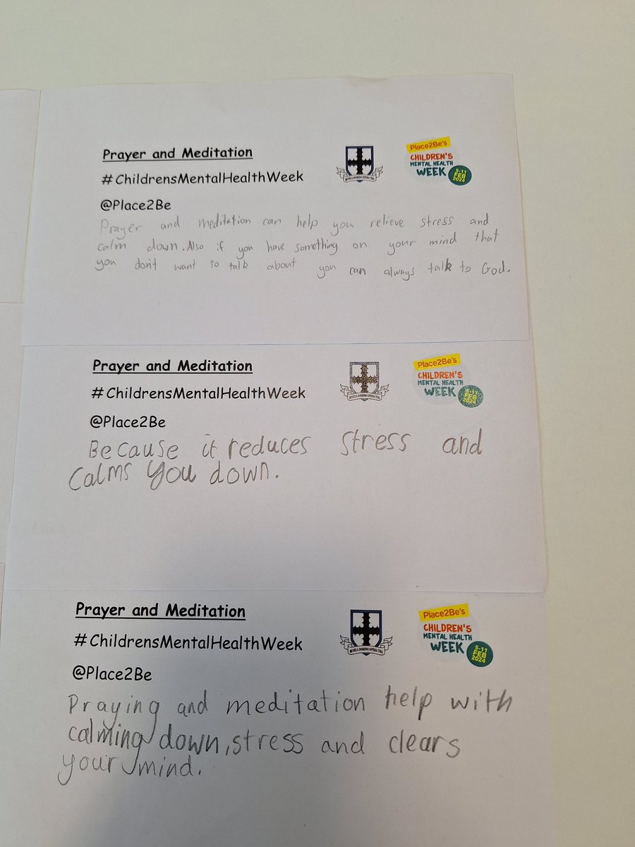 In RE, we have considered how prayer and prayer meditation can support mental health. #ChildrensMentalHealthWeek #Article14