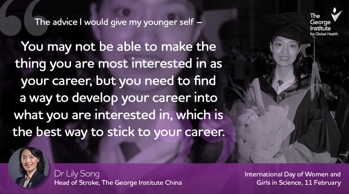 Dr Lily Song is a senior research fellow and Head of the Stroke division at The George Institute China! She shares the advice she'd give her younger self this #InternationalDayOfWomenAndGirlsInScience. #WomeninScienceDay #WomenInScience #IDWGS