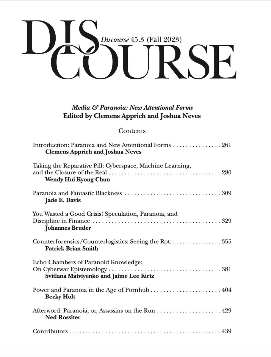 GEM Lab (@gemlab_mtl) on Twitter photo Research from GEM's 2019 Seminar on Media & Paranoia will be out soon in <a href="/DiscourseJourn1/">Discourse Journal</a>. It's delay is on theme and we have theories...
Thanks to @jamesleocahill and the amazing contributors. Stay tuned. Research from GEM's 2019 Seminar on Media & Paranoia will be out soon in <a href="/DiscourseJourn1/">Discourse Journal</a>. It's delay is on theme and we have theories...
Thanks to @jamesleocahill and the amazing contributors. Stay tuned.