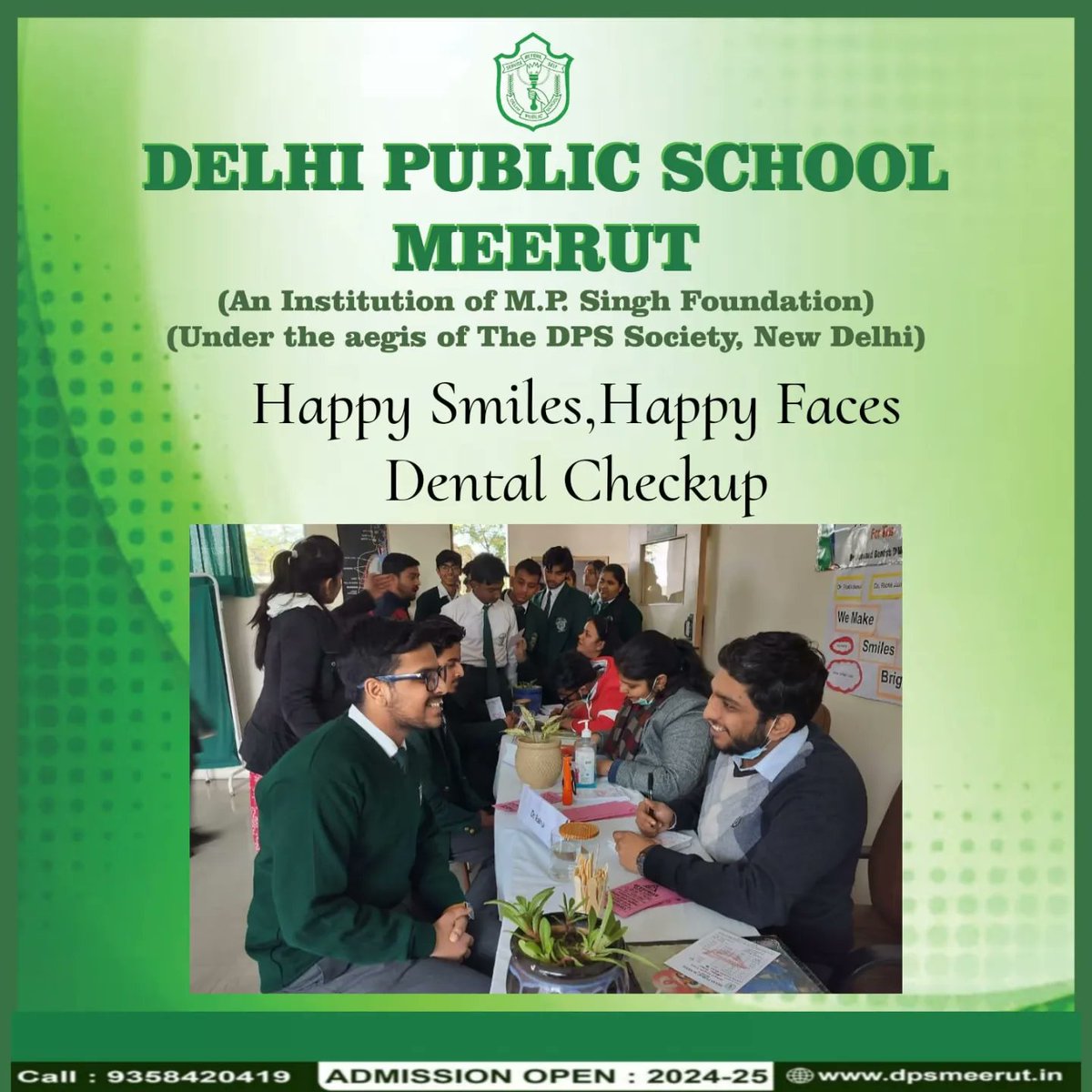 dpsmeerut's tweet photo. *A sparkling smile depicts a healthy heart* 

Keeping the same in mind  *Delhi Public School Meerut*  organized a *free Dental checkup camp* for the students of classes VI ,VII,VIII, IX and XI on 9th February 2024 in the school campus. https://t.co/wiBpxFqXrh