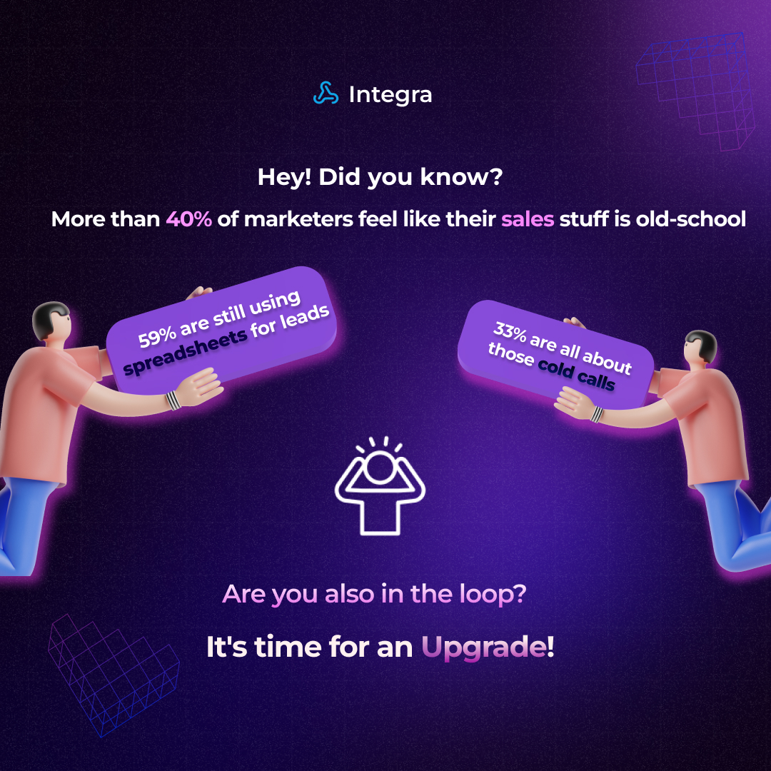 leadsintegra's tweet photo. Did you know?

More than 40% of marketers feel like their sales stuff is old-school. Like, 59% are still using spreadsheets for leads, and 33% are all about those cold calls. 😱

Are you in the same loop? Now it's time for an upgrade 💯

Get 10x highly qualified leads on Integra! Sign up for FREE now!

#leadgeneration #leadgen #leadgenerationsoftware #businesssolution #businessprofessional #smallbusiness #lead #businesschallenges #businesstipsforsuccess #businessgrowth