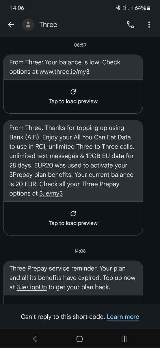 SkyNet_'s tweet photo. @ThreeCare hi, please look into your reminder texted. They are coming in AFTER plan had expired and was topped up. https://t.co/SzqqiPNmut