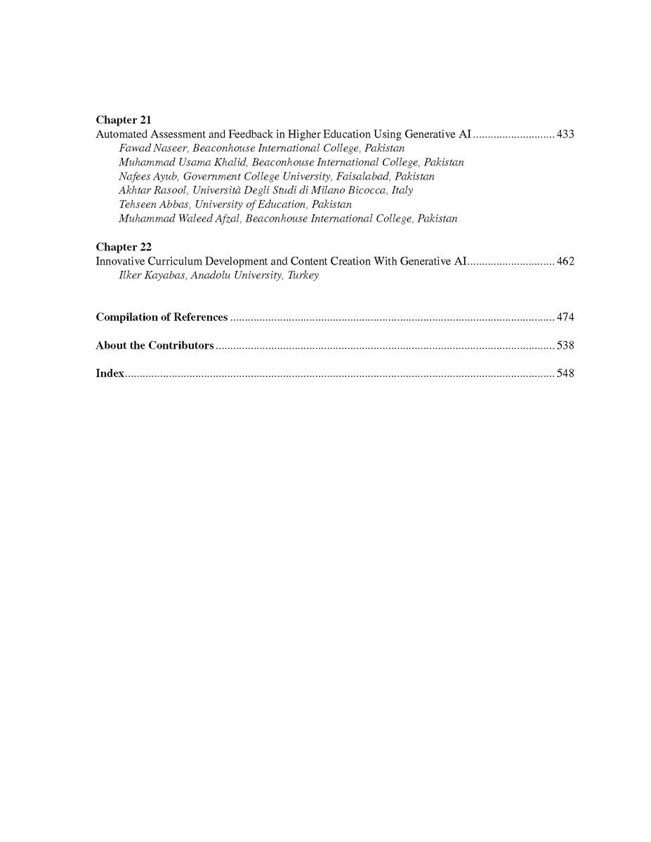 Transforming Education With Generative AI: Prompt Engineering and Synthetic Content Creation
<a href="/MWaleedAfzal/">M Waleed Afzal</a> <a href="/intercog/">Jon Mason</a> <a href="/mousse2964/">Lay Kee Chng</a> <a href="/seyfonline/">Seyfullah Gökoğlu</a> <a href="/HamaratErcenk/">Ercenk Hamarat</a> <a href="/SGokcearsl84503/">Şahin Gökçearslan</a> <a href="/skocdar/">serpil kocdar</a> <a href="/SenocakDilek/">Dilek Şenocak</a> <a href="/metesipahiogluu/">Mete SİPAHİOĞLU</a> <a href="/MustafaKayyali/">Mustafa Kayyali</a> <a href="/surjitsingha/">Dr. Surjit Singha</a> <a href="/YavuzMehmet21/">Mehmet Yavuz</a> <a href="/tutaleni/">Tutaleni</a>