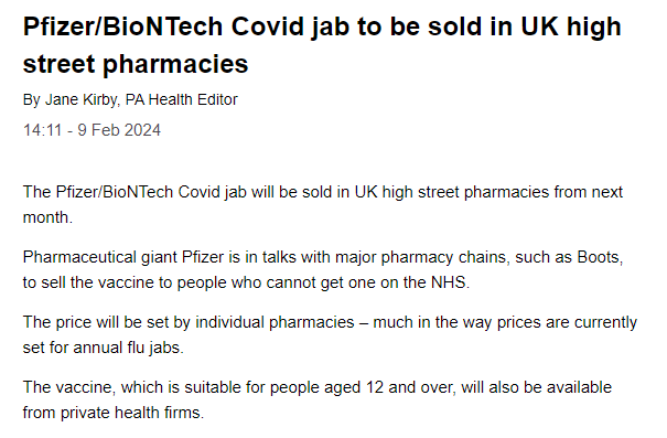 💉So the Pfizer Covid jab is to go on sale from high street pharmacies next month. Would you pay for a Covid jab now?