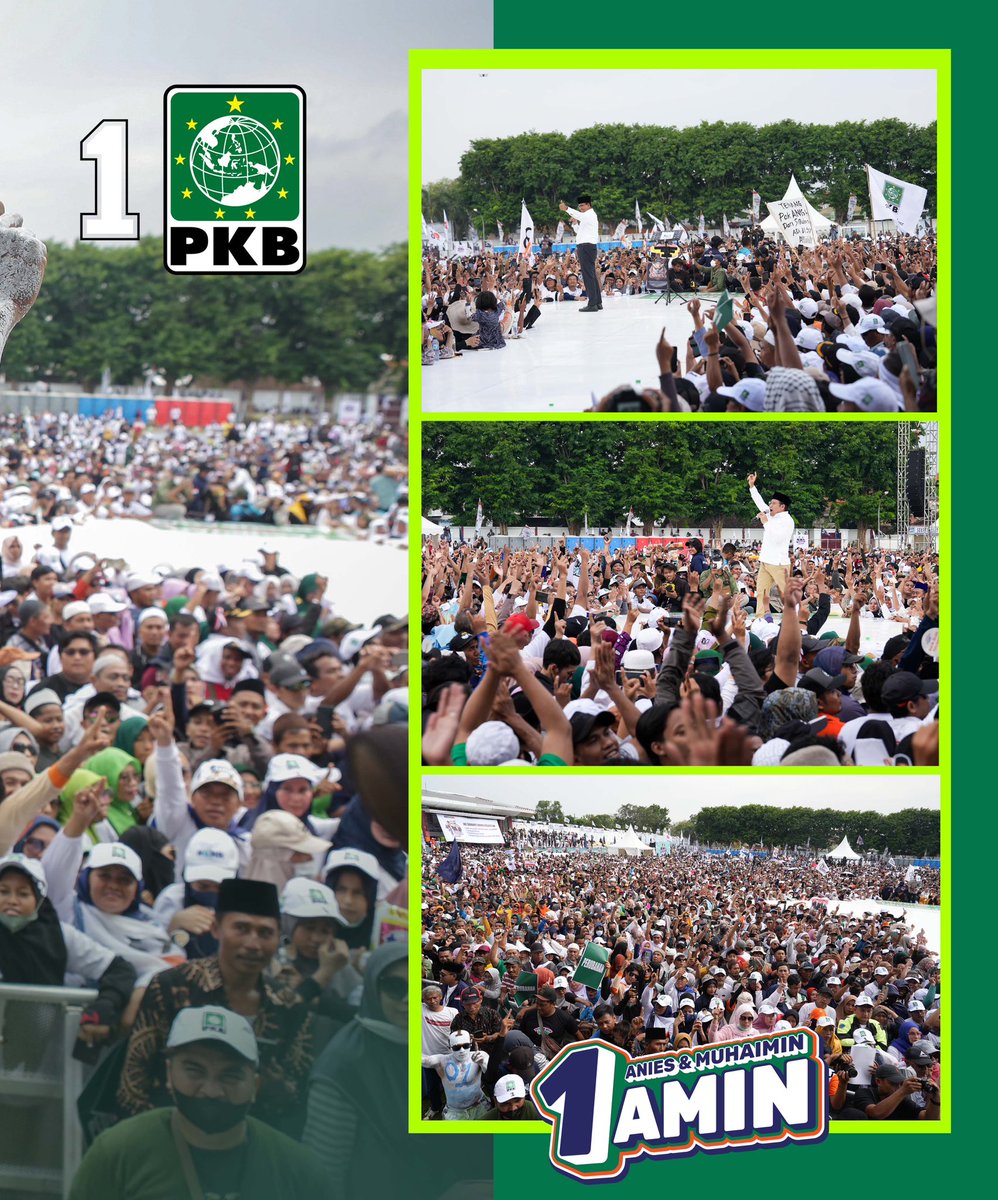 DPP_PKB's tweet photo. Siang hari tadi Mas Anies @aniesbaswedan dan Gus Imin @cakimiNOW (AMIN) menggelar kampanye akbar di Stadion Untung Suropati, Kabupaten Pasuruan, Jawa Timur (9/2).

Kampanye akbar AMIN turut dimeriahkan Raja Dangdut Rhoma Irama @H_RhomaIrama yang pada kesempatan itu juga mendeklarasikan dukungan untuk AMIN. 

#AMINAjaDulu
#PilihAMINPilihPKB