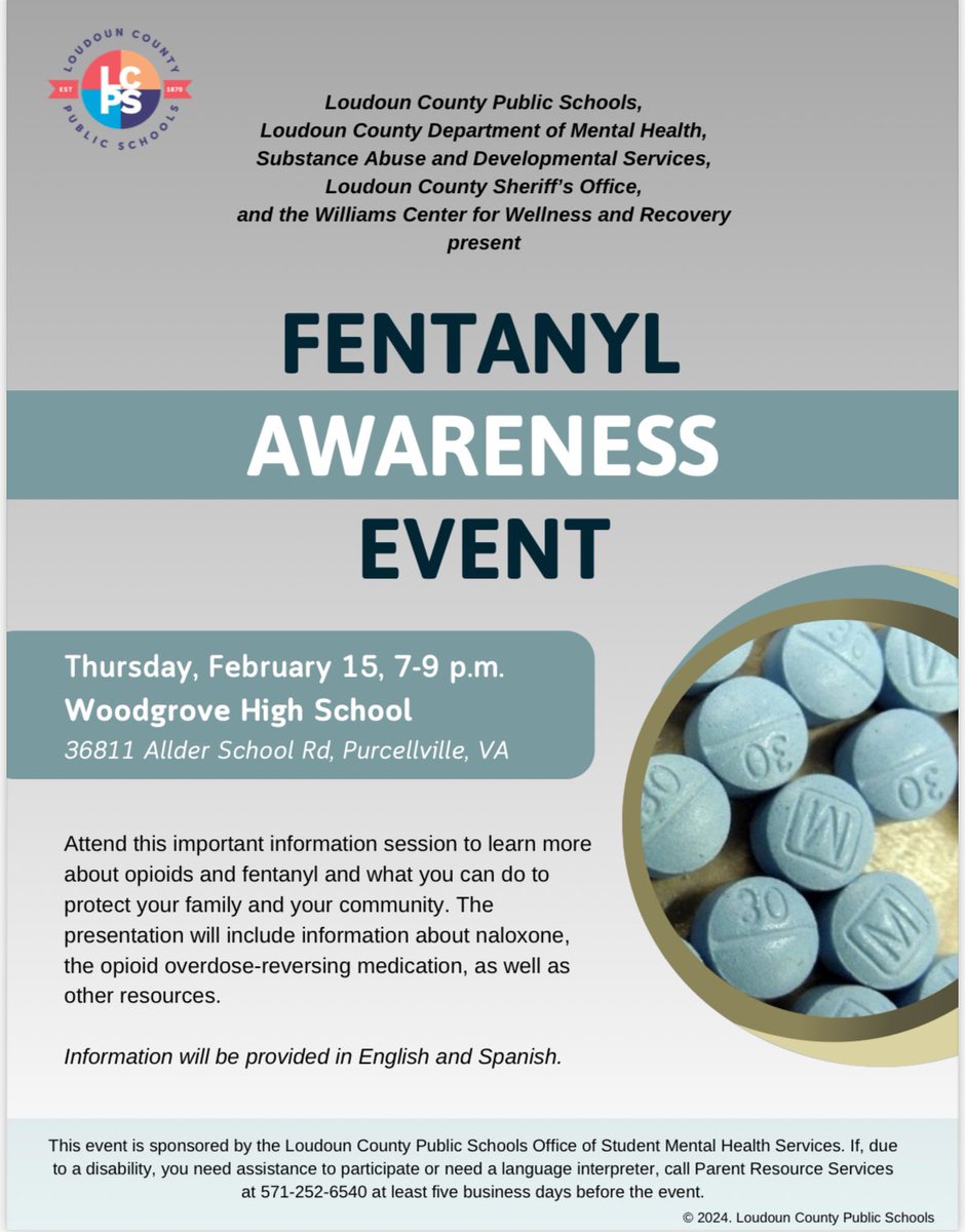Jen Evans (@jenevanslcps) on Twitter photo Please join us for our next fentanyl awareness event next Thursday at Woodgrove <a href="/LoudounSheriff/">Loudoun County Sheriff's Office</a> <a href="/WilliamsCenters/">The Williams Centers for Wellness and Recovery</a> <a href="/LCPSOfficial/">LCPS News</a> Please join us for our next fentanyl awareness event next Thursday at Woodgrove <a href="/LoudounSheriff/">Loudoun County Sheriff's Office</a> <a href="/WilliamsCenters/">The Williams Centers for Wellness and Recovery</a> <a href="/LCPSOfficial/">LCPS News</a>