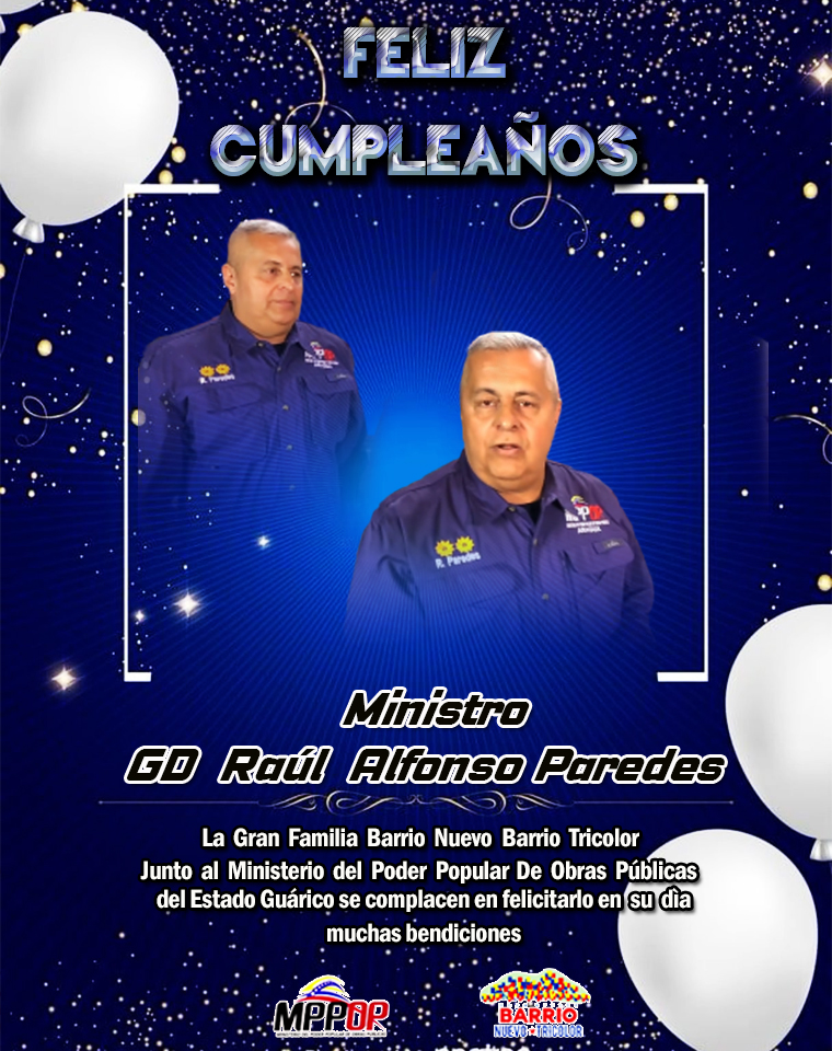 BarrioGuarico's tweet photo. #09Feb l Desde la Gran Misión Barrio Nuevo Barrio Tricolor junto al Ministerio del Poder Popular de Obras Publicas Guárico le deseamos al Ministro
@GRaulparedes en su día muchas bendiciones.
.
.
.
@NicolasMaduro
@delcyrodriguezv
@Barrio_Tricolor https://t.co/gJWoIfwKNA
