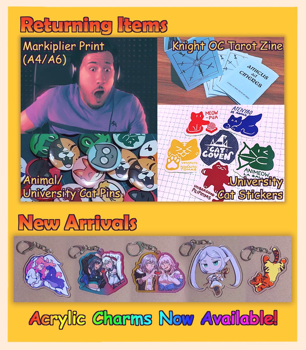 OwO what’s this 😼🪄✨

Cat-ch us tomorrow and on Sunday at Komiket QC Table #147! We have something for every-nyan and even brand mew goods so be sure to check us out ฅ^•ﻌ•^ฅ