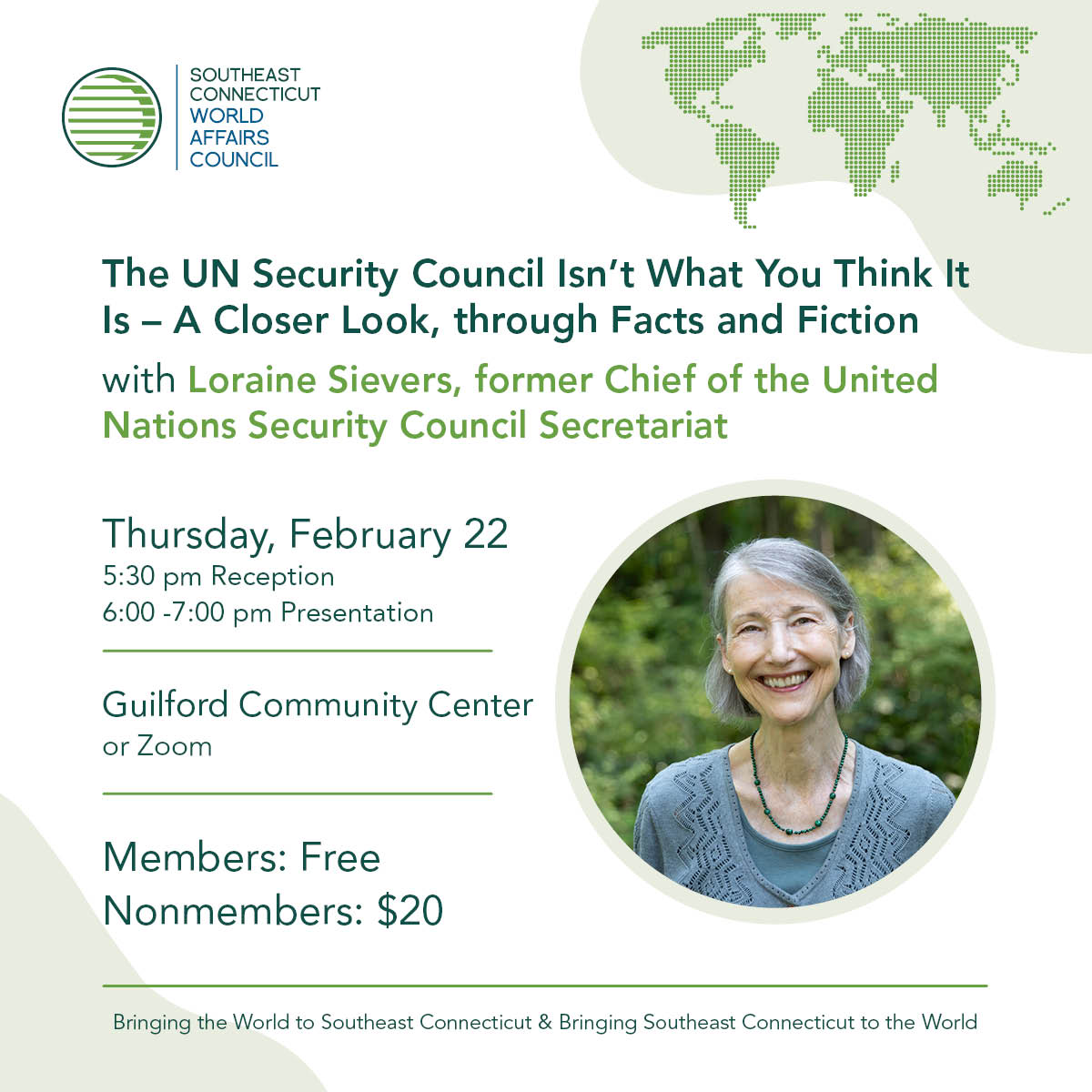 SECWAC's tweet photo. Loraine Sievers will draw on her years of direct UN experience to paint a nuanced portrait of the Council. She will also present a look at the UN through the pages of her novel, An UNwilling Spy.

Click here to learn more: https://t.co/K5LTLXWM7U https://t.co/OOQUZ6xvEW