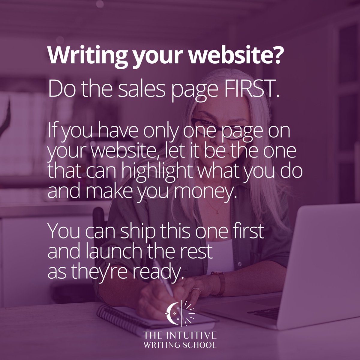 Most start with the home page when writing their website copy.

This makes it harder than it needs to be. 

Just because we usually SEE the home page first when we land on a website doesn't mean we should write it first. 

#websitecopywriter #copywriting #copywritingtips