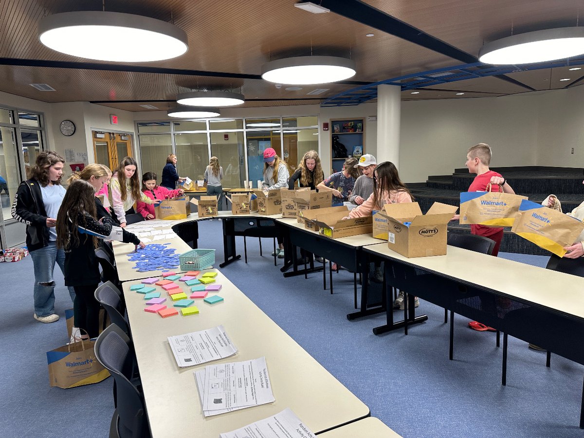 Katy_Lumb's tweet photo. Elementary PROUD Ambassadors helping get us organized and ready for our @WeAreGananda #RAOKday celebration next week! 💙🩵🤍 #RAKweek #MakeKindnessTheNorm #BeKind #joyfulleaders #GanandaPROUD @RAKFoundation https://t.co/22TmUVKTVX
