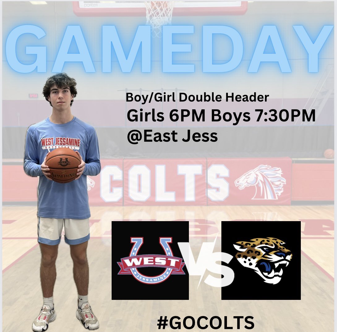 🏀 GAMEDAY
🗓️ Friday Feb 9th
🆚  East Jessamine 
📍 East Jessamine High School 
⚠️ Boy/Girl Doubleheader 
🕰️ Girls 6PM  Boys 7:30PM

#GOCOLTS