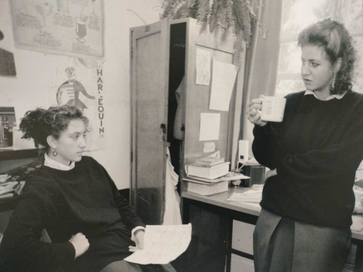 Preparations going well for our 50 year celebrations next year for girls at Blundell's. Lovely photo of two members of the sixth form by Andrew Nadolski taken in 1986. #50yearsofwomen