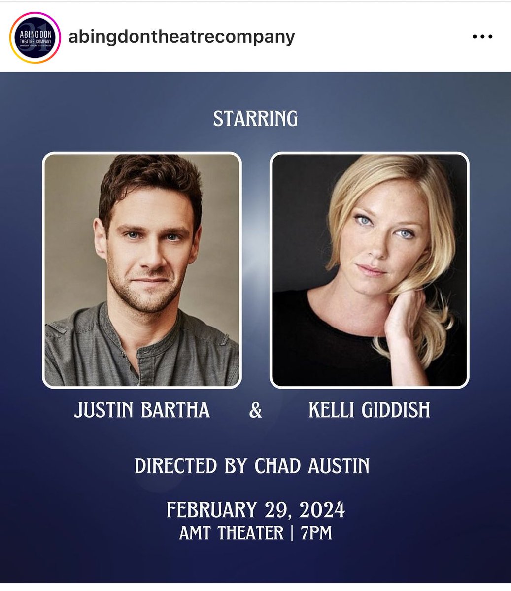 KelliGiddishIta's tweet photo. MAYBE TOMORROW starring Justin Bartha and Kelli Giddish. Directed by Chad Austin.
February 29, 2024 at AMT Theater.

🎟️ https://t.co/HbnCgBLmdK https://t.co/mPh7pMF5Vb