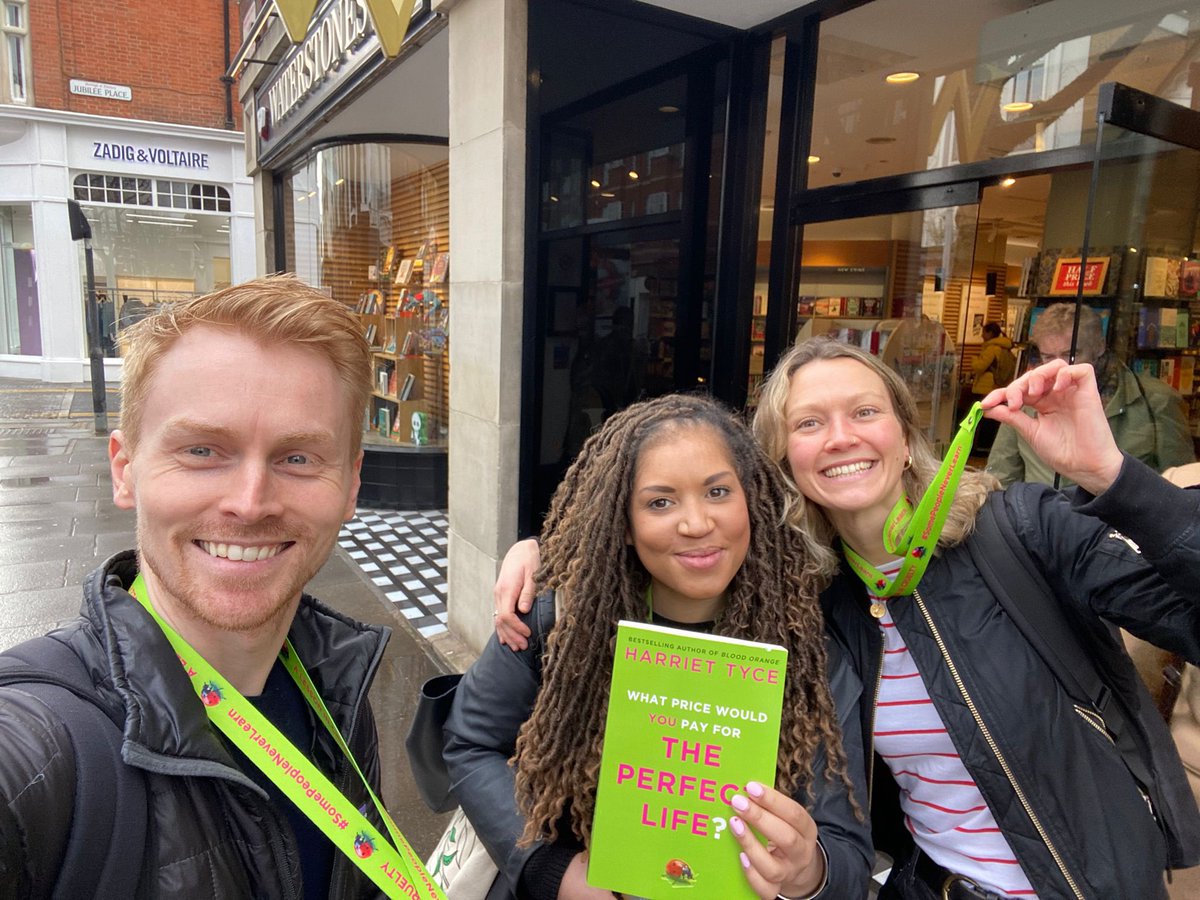RosieMargesson's tweet photo. An editor, a marketeer and a publicist walk into a bookshop… Soggy but fun day out proof dropping and raving about @harriet_tyce’s incredible new thriller #ALessonInCruelty. PLUS handing out super cool branded lanyards, which I’m kind of obsessed with.🐞🐞🐞#SomePeopleNeverLearn https://t.co/oyKJAf6U9g