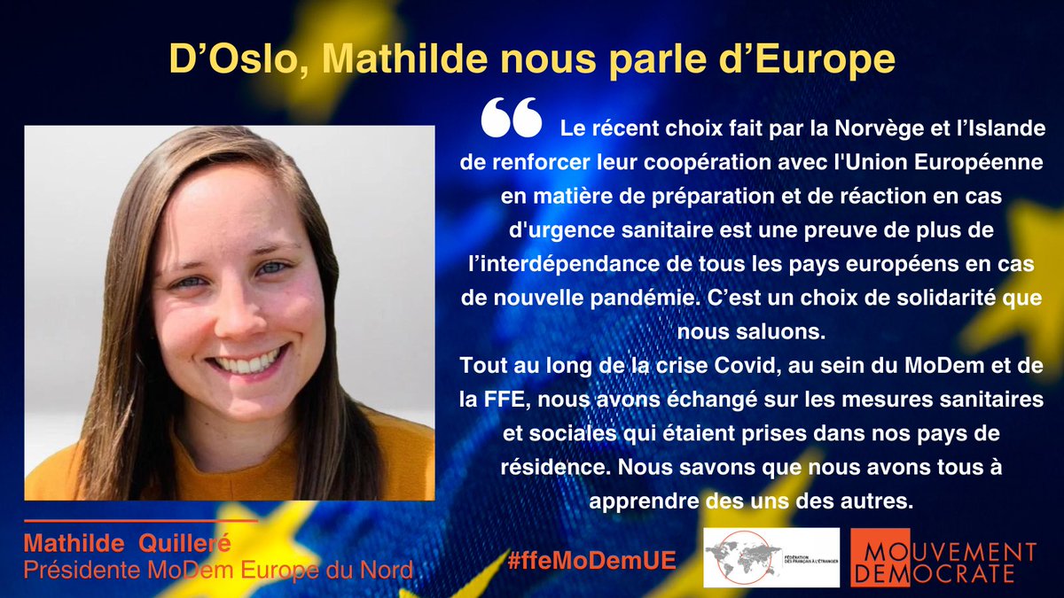 MoDem_MDFE's tweet image. L’#UnionEuropéenne vue par les #FdE🔹chapitre 3

👉 Mathilde Quilleré, basée à Oslo en Norvège et Présidente Europe du Nord du @MoDem, partage ici son analyse.

@ModemEurNord @PDE_EDP @m_quillere #ffeMoDemUE