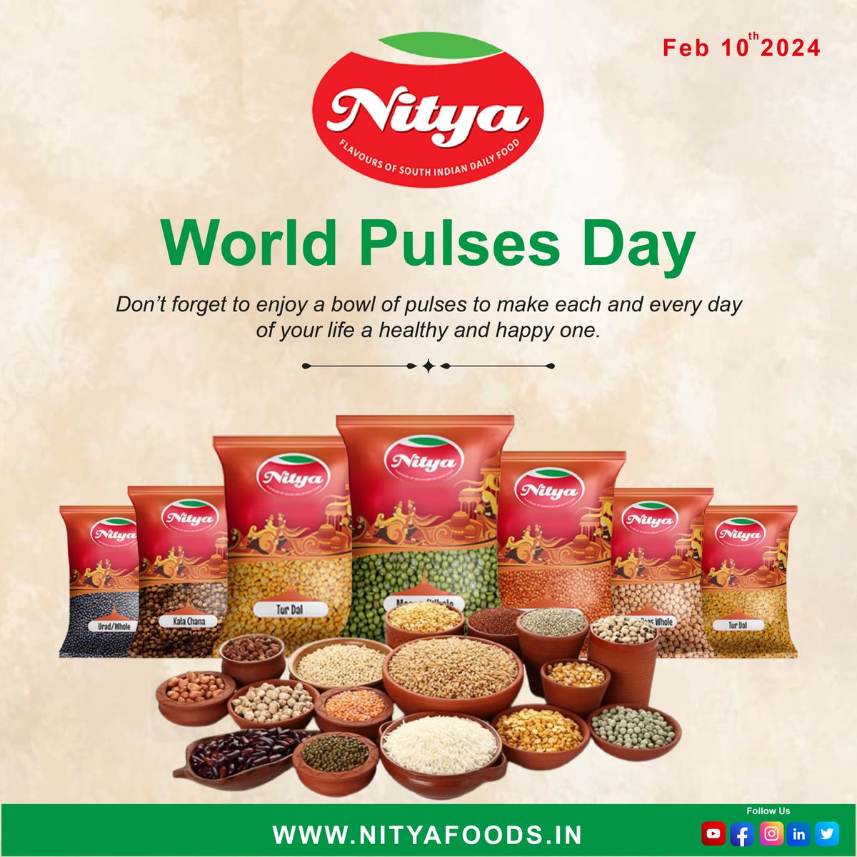 Don’t forget to enjoy a bowl of pulses to make each and every day of your life a healthy and happy one.#WorldPulsesDay 

𝐍𝐢𝐭𝐲𝐚 𝐏𝐮𝐥𝐬𝐞𝐬 - “𝐘𝐨𝐮𝐫 𝐤𝐢𝐭𝐜𝐡𝐞𝐧 𝐟𝐫𝐢𝐞𝐧𝐝”.
#nityafoods #nitya #WorldPulsesDay #pulses #southindia #southindianfood #indianfoods