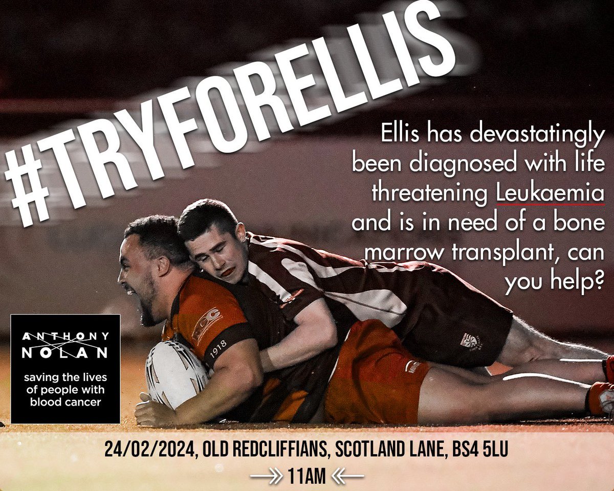 Help us find a stem cell donor for former student, @BristolBears acad player and current @OldRedsRFC and @SomersetRFU player Ellis. You could be the person who help to save his life #tryforellis