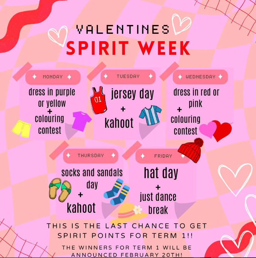Let's have some fun next week for our Valentines Spirit Week!