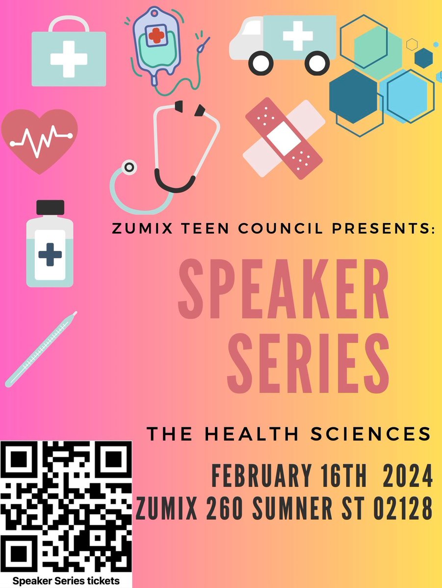 Our Speaker Series is in just ONE week! Join us at the Firehouse for an amazing panel on careers in the health sciences. Hosted by the ZUMIX Teen Council. Hope to see you there! More info & RSVP here: buff.ly/3SsZI55