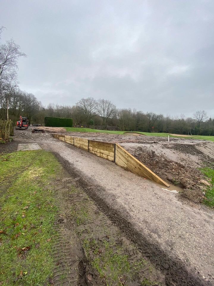RGCGreens's tweet photo. 2nd tee reconstruction- Drains now fully laid in the tee and stoned and already working a treat with this horrendous weather. Retaining wall also now fully complete, fingers crossed for some better weather next week 🤞✅⛳️ https://t.co/PPX0gdhSCZ