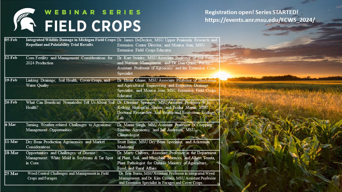 Jenna Falor (@jennafalor) on Twitter photo We have are still in full swing for meeting with the MSU Extension Field Crops team. Check out what we have coming up! We have are still in full swing for meeting with the MSU Extension Field Crops team. Check out what we have coming up!