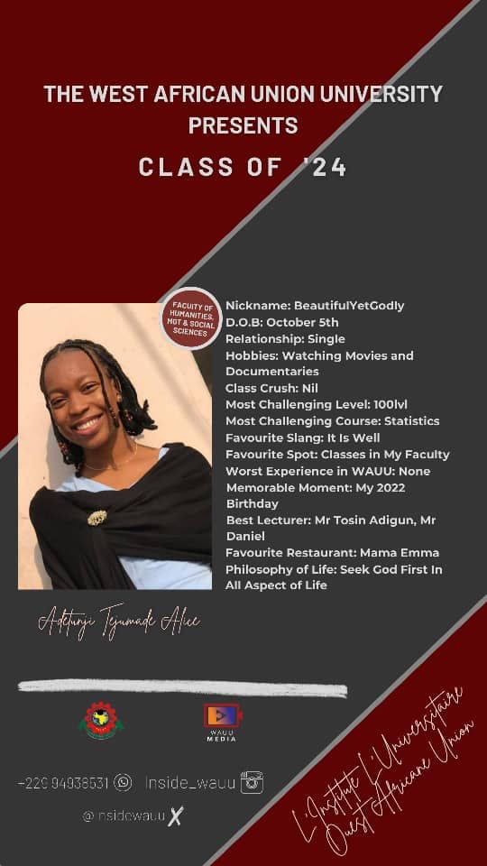 InsideWauu's tweet photo. Meet Class of '24.....Afonja Tejumade. Future Ambassador😁😁😁
#greatwauuite #wearewauu https://t.co/kWEc5PgrLu