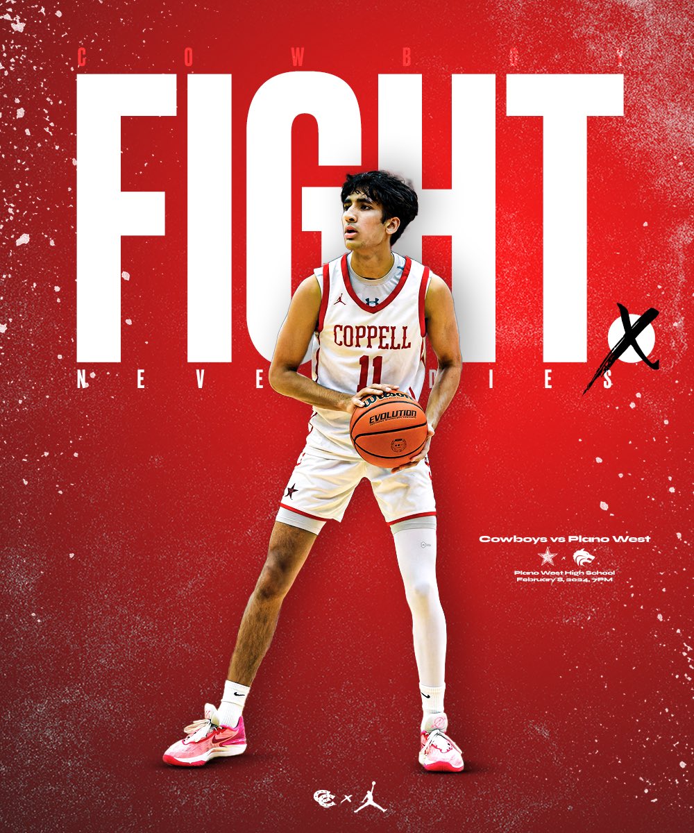 Coppell Basketball (@coppellhoops) on Twitter photo It’s 𝙂𝙖𝙢𝙚𝙙𝙖𝙮 for Coppell! 🔴⚫️
The Cowboys travel to Plano West in a huge 6-6A matchup! Be there!
🆚Plano West
⏰Varsity 7 PM
⏰JV 5:30 PM
📍PWHS
Go Cowboys‼️
<a href="/CoppellHigh/">🏫 Coppell High School 📚</a> <a href="/starlocalmedia/">Star Local Media</a> <a href="/david_wolmanFWS/">David Wolman</a> <a href="/Gosset41/">Brian Gosset</a> <a href="/hoopinsider/">Hoopinsider</a> <a href="/SportsDayHS/">SportsDayHS</a> <a href="/ihss_dfw/">DFW Inside High School Sports</a> It’s 𝙂𝙖𝙢𝙚𝙙𝙖𝙮 for Coppell! 🔴⚫️
The Cowboys travel to Plano West in a huge 6-6A matchup! Be there!
🆚Plano West
⏰Varsity 7 PM
⏰JV 5:30 PM
📍PWHS
Go Cowboys‼️
<a href="/CoppellHigh/">🏫 Coppell High School 📚</a> <a href="/starlocalmedia/">Star Local Media</a> <a href="/david_wolmanFWS/">David Wolman</a> <a href="/Gosset41/">Brian Gosset</a> <a href="/hoopinsider/">Hoopinsider</a> <a href="/SportsDayHS/">SportsDayHS</a> <a href="/ihss_dfw/">DFW Inside High School Sports</a>