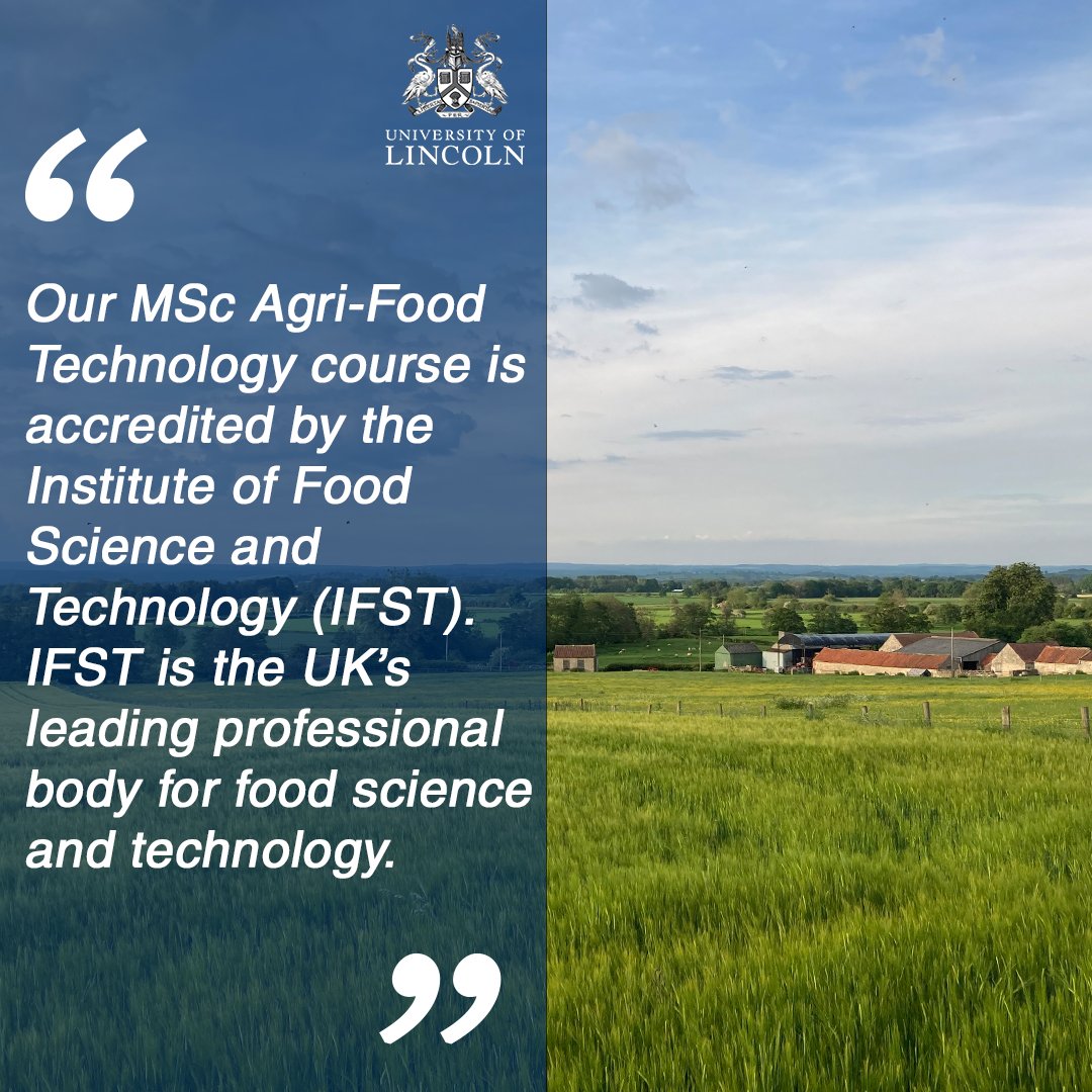 MSc Agri-Food Technology is intentionally wide-ranging and is designed to prepare students for opportunities across the broad and fast-moving agri-food sector. To find out more visit - lincoln.ac.uk/course/agrfdtm…