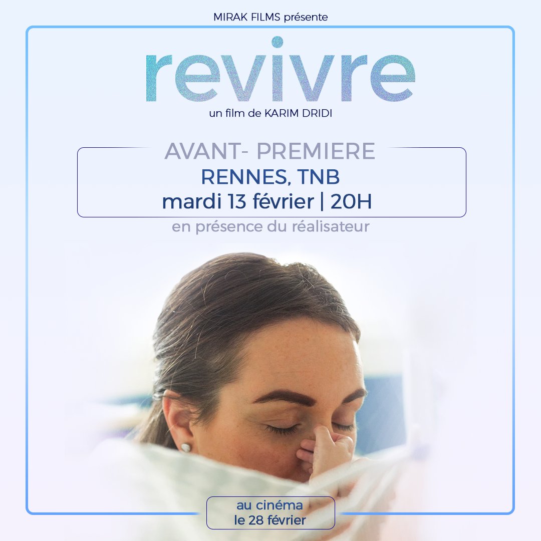 🎬"Revivre", un documentaire vibrant sur le #don d'organes à découvrir en avant-première le 13/02 à 20h au <a href="/tnbrennes/">Théâtre National de Bretagne</a> en présence du réalisateur &amp; des équipes médicales du CHU de Rennes
🎟️Réservations : indiv.themisweb.fr/0146/fChoixSea…