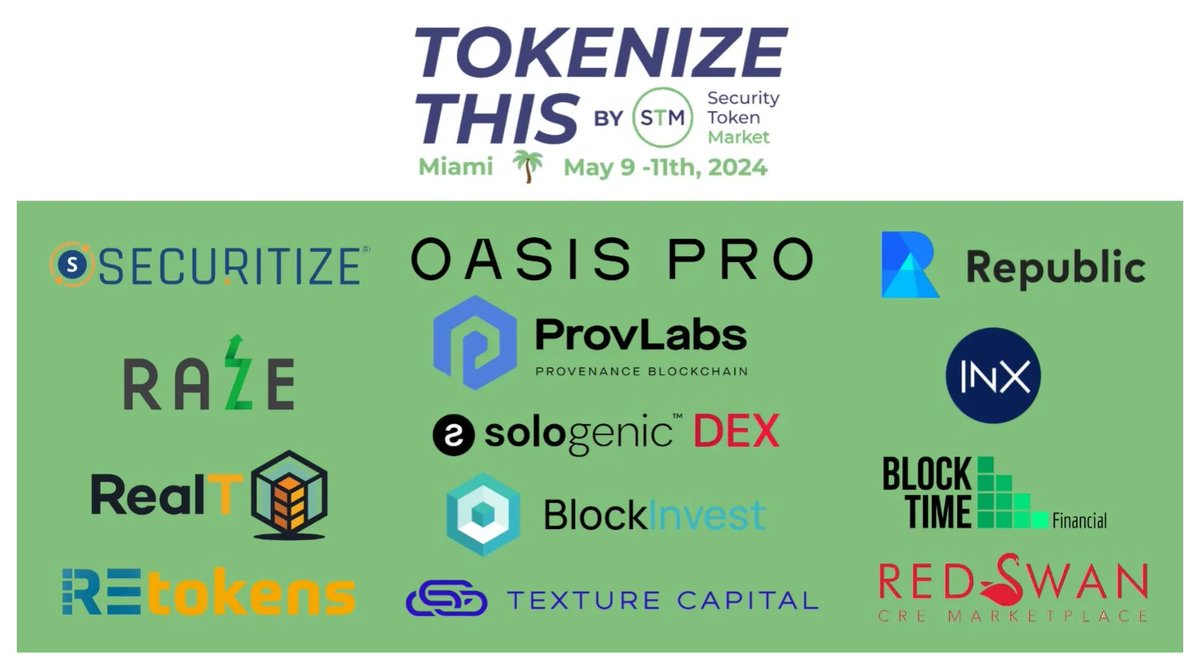 RWA tokenization continues to gain steam as POCs are showcasing the potential benefits it affords. TokenizeThis hosted by @STOMarket aims to set the stage for knowledge exchange and visionary discussions on the future of tokenized securities and assets.

As first movers in this