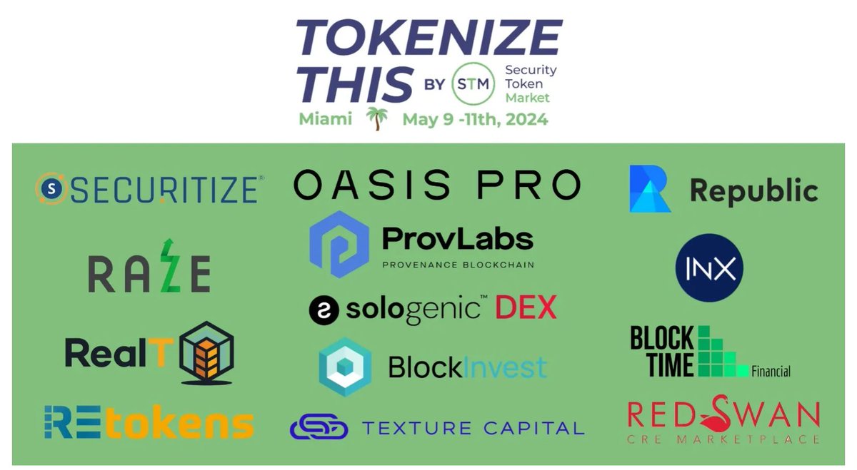 RWA tokenization continues to gain steam as POCs are showcasing the potential benefits it affords. TokenizeThis hosted by @STOMarket aims to set the stage for knowledge exchange and visionary discussions on the future of tokenized securities and assets. As first movers in this