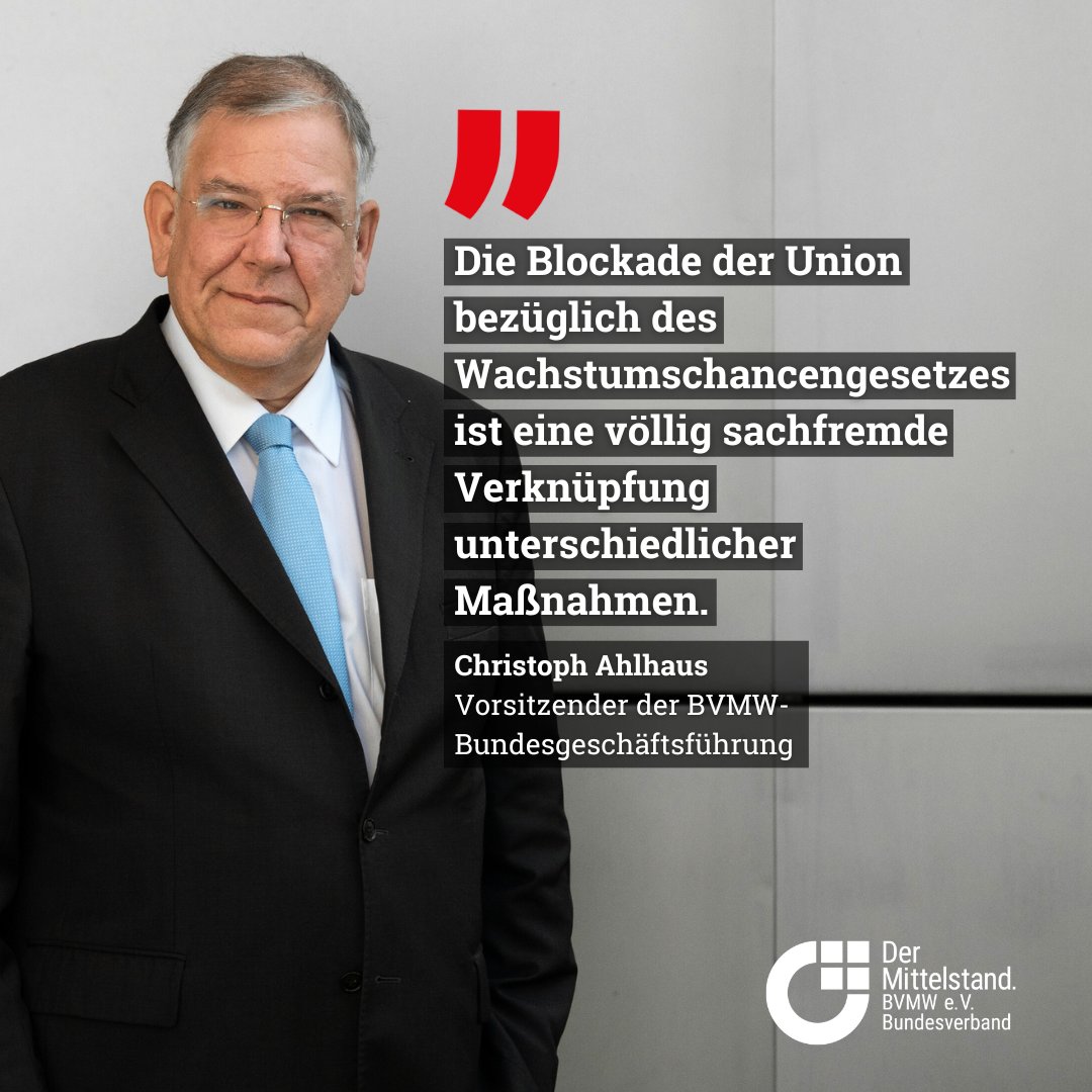 Christoph Ahlhaus | Vorsitzender der #BVMW-Bundesgeschäftsführung war zu Gast beim ZDF-Morgenmagazin. Dort kritisierte er die Blockade des Wachstumschancengesetzes durch CDU &amp; CSU. 

Jetzt das ganze Interview ansehen 👉 bit.ly/interview-chri…

#KMU #Mittelstand #Zukunft