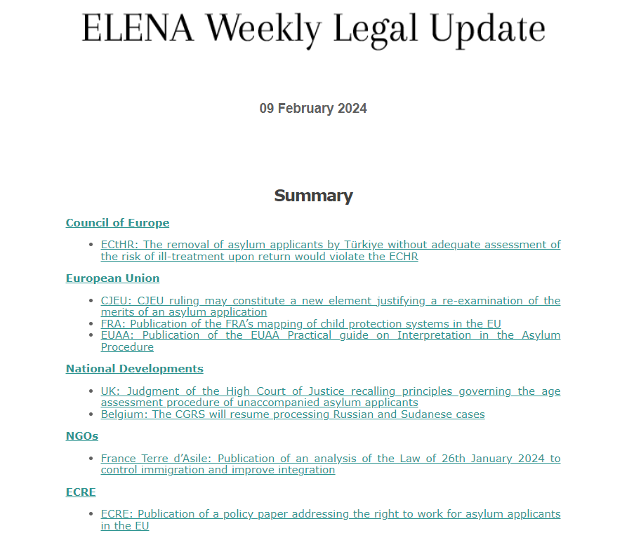 #EWLU:
🇪🇺ECtHR: Removal decision without a proper assessment of the risk of ill-treatment would breach the ECHR
🇪🇺CJEU: CJEU ruling may constitute a new element allowing re-examination of an asylum application
🇧🇪: CGRS to resume Russian &amp; Sudanese cases
bit.ly/48fVjIq