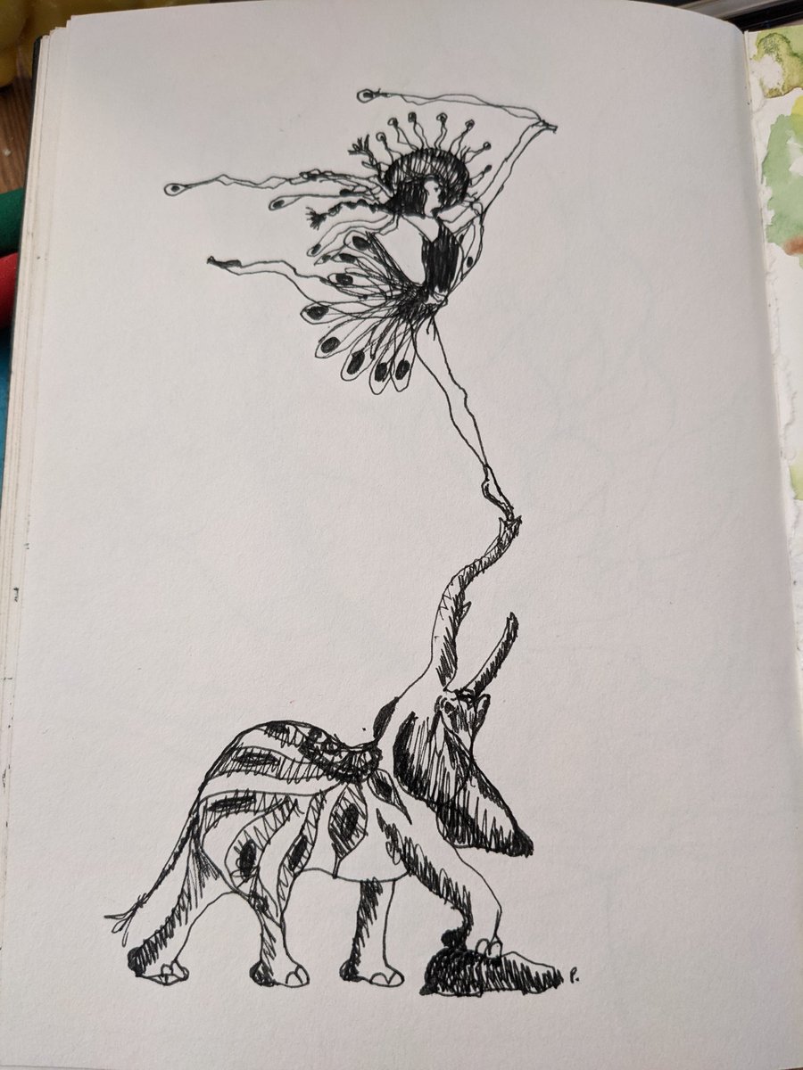 Fluff_Tv's tweet photo. @royalacademy For #RAFridayDoodle Another one from my sketch book. Girl in tutu on an elephant. Have a great week RA and Doodlers all. X https://t.co/hHaicSSmzt