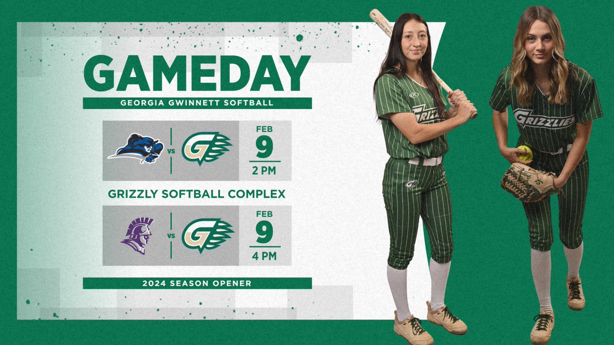 SEASON OPENER! Grizzlies begin the 2024 season this afternoon with two home games.

🥎 - 2 &amp; 4 PM
📍 - Grizzly Softball Complex
📺 (GDN on YouTube) - tinyurl.com/763r9vrx
📊 (vs. LWC) - tinyurl.com/5xazrmvy
📊 (vs. Taylor) - tinyurl.com/3wkp4hnf

#GGCAthletics