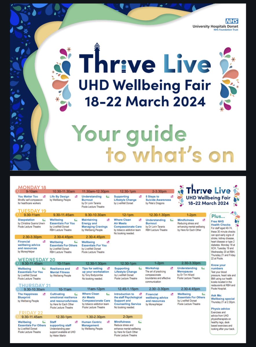 Sorcha Dossitt (she/her)💙 (@sorchadossitt) on Twitter photo Super excited to announce the launch of Thrive Live🎉
So many great events to support the health & wellbeing of staff <a href="/UHD_NHS/">University Hospitals Dorset NHS Foundation Trust</a> from 18-22 March.
Book your place now!
#ThriveLive
#HeathAndWellbeing
<a href="/OD_UHD_NHS/">Organisational Development UHD</a> Super excited to announce the launch of Thrive Live🎉
So many great events to support the health & wellbeing of staff <a href="/UHD_NHS/">University Hospitals Dorset NHS Foundation Trust</a> from 18-22 March.
Book your place now!
#ThriveLive
#HeathAndWellbeing
<a href="/OD_UHD_NHS/">Organisational Development UHD</a>