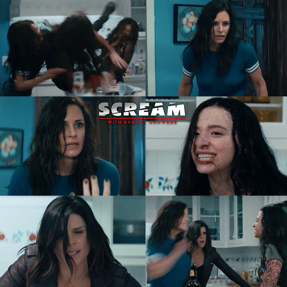 SCREAMwithRCS's tweet photo. Awesome scene! 

Also, Amber Freeman was the first Gen Z Ghostface, a toxic fan who simultaneously plays the victim and spits in the face of an elder’s grief which she caused. 

Another layer of cultural analysis in SCREAM (2022) 🩵 https://t.co/nSUPKcCtNL