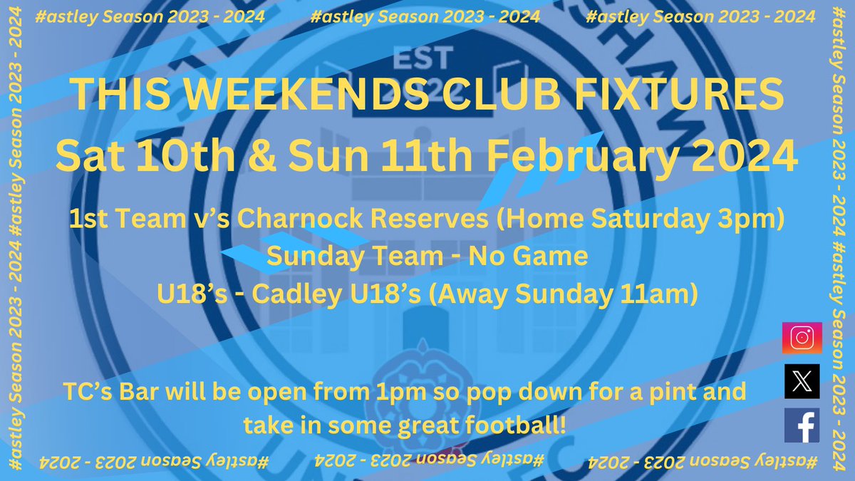ABFC2022's tweet photo. This weekends fixtures for our teams
Who needs @theREALboyzone down at the club!
Our lads will have the real tunes blasting out on the speakers πππ
@CharnockFC @cadley_fc @LostockSkiphire
#astley #Blues #tcsbar #chorley #nonleaguefootball #westlifearebetter https://t.co/F81AGT8mqK