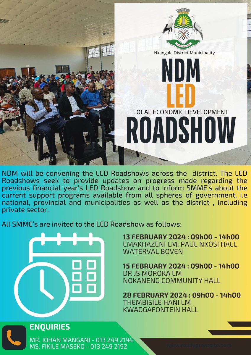NkangalaDM's tweet image. LED ROADSHOWS
#SMMEsupport #LocalEconomicDevelopment