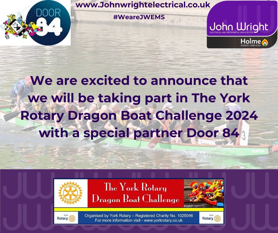 We are happy to announce that we are teaming up with Door 84 to take part in this year’s Rotary Dragon Boat Race.
If you would like to sponsor us our sponsor link is below

yorkrotary.enthuse.com/pf/door-84

#YorkRotaryDragonBoatRace #Door84 #Charity #WeareJWEMS