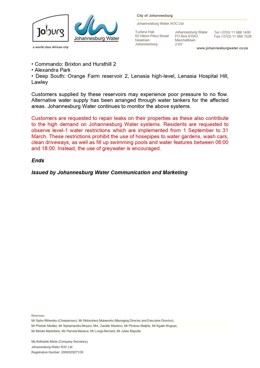 Johannesburg Water tweet media